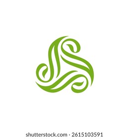 Trinity luxury Triquentra icon rotation logo, leaf triangle for nature industri, triangular