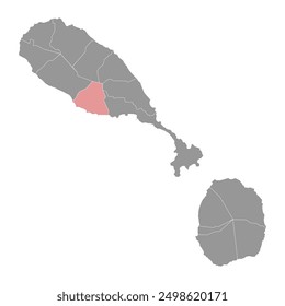 Trinity Palmetto Point Parish map, Saint Kitts and Nevis.