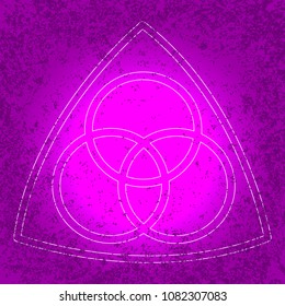 Trinity Sunday. The concept of a religious Christian holiday. Three circles, a rounded triangle. On a Purple grunge background