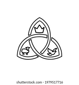 Trinity symbol icon. Hand drawn vector, outline illustration.
