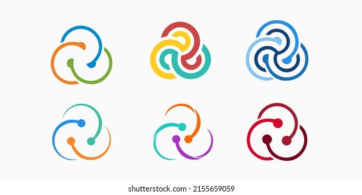 trinity tech logo icon set. technology vector illustration