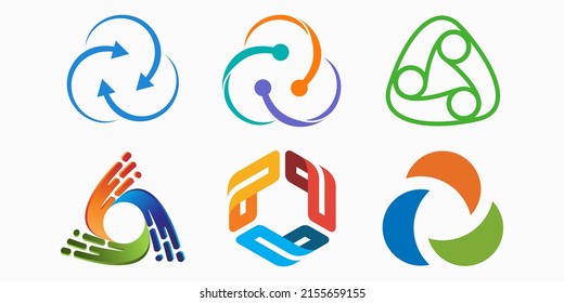 trinity tech logo icon set. technology vector illustration