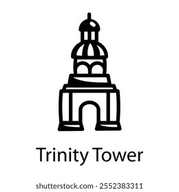 Trinity tower icon in drawing style 