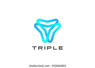 Trinity Triangle Logo Triple looped infinity linear outline shape abstract