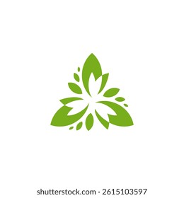 Trinity Triquentra icon logo, abstract leaf triangle for nature industri, triangular