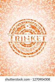 Trinket abstract orange mosaic emblem with background