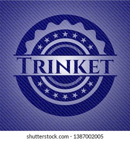 Trinket emblem with jean background. Vector Illustration. Detailed.