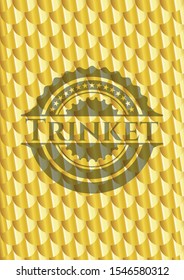 Trinket golden badge or emblem. Scales pattern. Vector Illustration. Detailed.