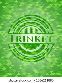 Trinket green emblem with mosaic ecological style background. Vector Illustration. Detailed.