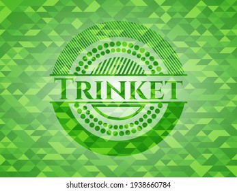 Trinket green emblem with mosaic ecological style background. Vector Illustration. Detailed. 