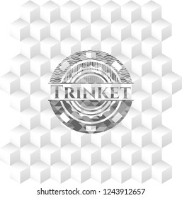 Trinket grey badge with geometric cube white background