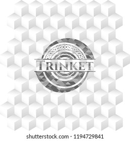 Trinket grey emblem with geometric cube white background