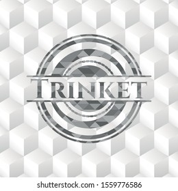 Trinket grey emblem. Retro with geometric cube white background