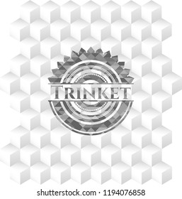 Trinket grey emblem. Vintage with geometric cube white background