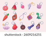 Trinket for key. Decorative feathers for backpacks or keychains exact vector funny elements