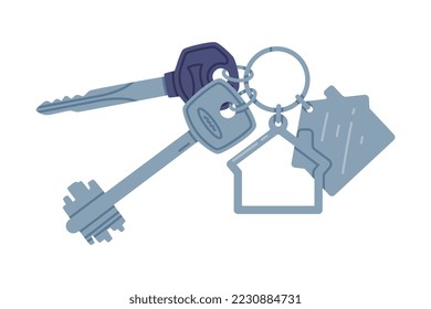 Trinket with Key Hanging with Keyring Vector Illustration