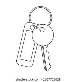 Trinket and key on the ring. Vector illustration isolated on a white background. Linear style. Logo. Sign of safety and protection.