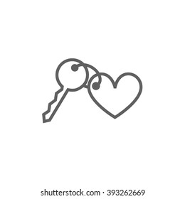 Trinket for keys as heart line icon.