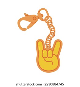 Trinket for Keys with Horn Sign Keychain or Keyring and Clasp Vector Illustration