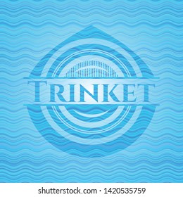 Trinket light blue water wave badge. Vector Illustration. Detailed.