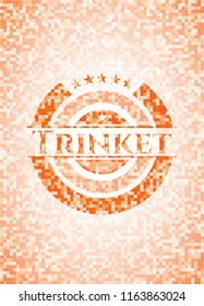 Trinket orange tile background illustration. Square geometric mosaic seamless pattern with emblem inside.