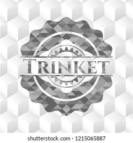 Trinket realistic grey emblem with geometric cube white background