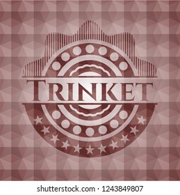 Trinket red badge with geometric pattern background. Seamless.