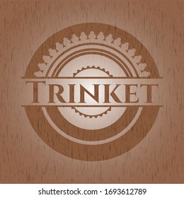 Trinket retro style wooden emblem. Vector Illustration.