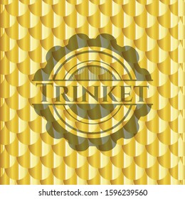 Trinket shiny golden badge. Scales pattern. Vector Illustration. Detailed.