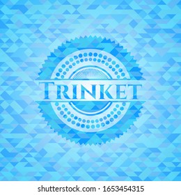 Trinket sky blue emblem with triangle mosaic background