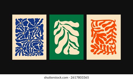 Trio of 90s retro posters with psychedelic groove style. Bold floral prints and abstract art, designed to bring a funky, colorful touch to kitchens, cafés, restaurants, or outdoor spaces. Titles- Groo