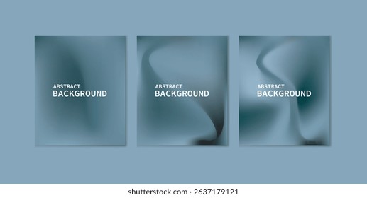 Trio of abstract posters showcasing smooth blue gradient mesh backgrounds with soft transitions and central “Abstract Poster” text. Ideal for minimalist branding, modern design showcases, or digital 