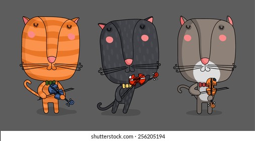 trio cats. set