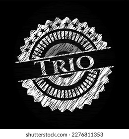 Trio chalk emblem, retro style, chalk or chalkboard texture. Vector Illustration. Detailed. 