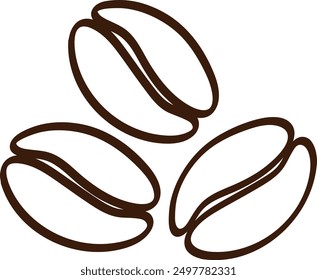 Trio of Coffee Beans Line Art Illustration