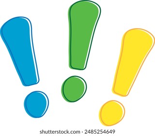 Trio of Colorful Exclamation Marks