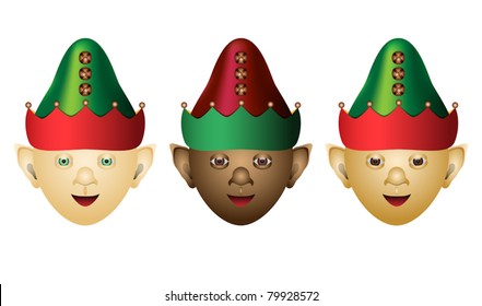 Trio of elves with different ethnicities EPS10