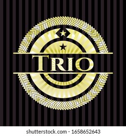 Trio golden badge. Vector Illustration. Detailed.