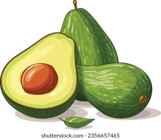 Trio of Goodness - Three Avocados Vector Illustration
