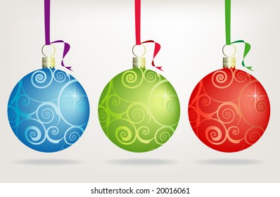 Trio of  Hanging Christmas Ornaments, Easy-edit file