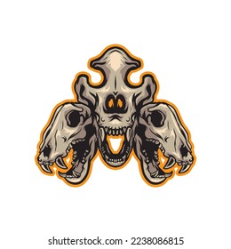 Trio head pig skull vector 