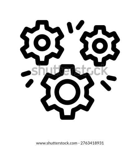 Trio of interlocking gears representing process