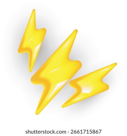 Conjunto de iconos de perno de relámpago trío en oro amarillo para la marca audaz y conceptos de energía