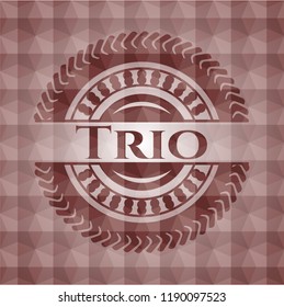 Trio red emblem with geometric pattern. Seamless.