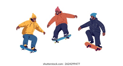 trio of skaters , vector illustration