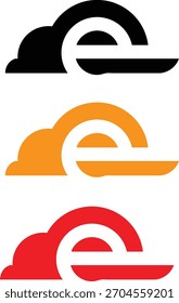 Un trío de iconos estilizados de nubes con un recorte circular central con un semicírculo y una barra Horizontal, que evoca un tema de puesta de sol o salida del sol.