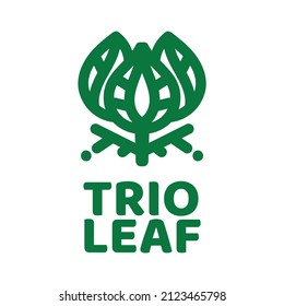 trío tres hoja Ilustración del diseño del logotipo de la naturaleza verde