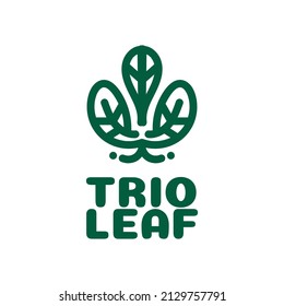 trío tres hoja Ilustración del diseño del logotipo de la naturaleza verde