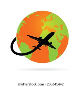 trip around the world with the plane vector