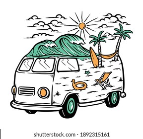 Trip to the beach illustration